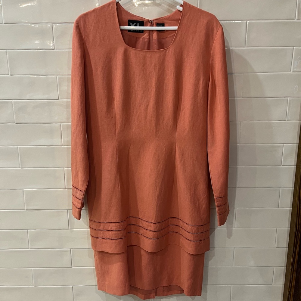 Vintage 90’s Coral Color Silk & Linen by YL by Yair Sz 10